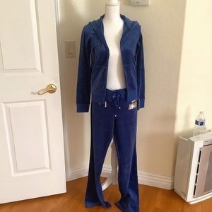 Juicy couture blue velvet hoodie set